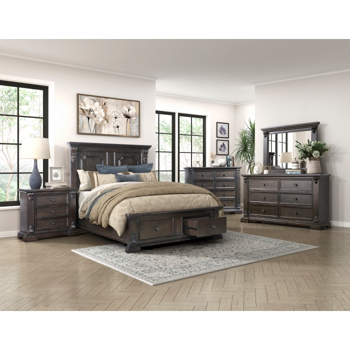 1325-1*5 5PC SETS Queen Platform Bed with Footboard Storage