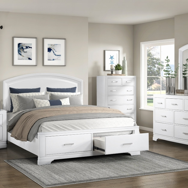 1520WH-1*5 5PC SETS Queen Platform Bed with Footboard Storage