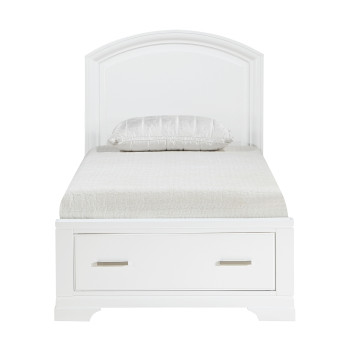 1520WHT-1* Twin Platform Bed with Footboard Storage