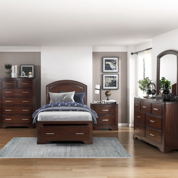 1520CHT-1*4 4PC SETS Twin Platform Bed with Footboard Storage