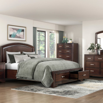 1520CH-1*4 4PC SETS Queen Platform Bed with Footboard Storage