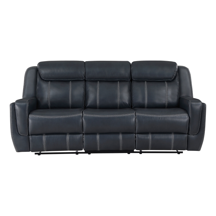 8516BU-3 Double Reclining Sofa with Center Drop-Down Cup Holders, Magazine bag, Receptacles and USB Ports
