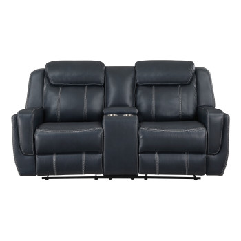 8516BU-2 Double Reclining Love Seat with Center Console, Receptacles and USB Ports