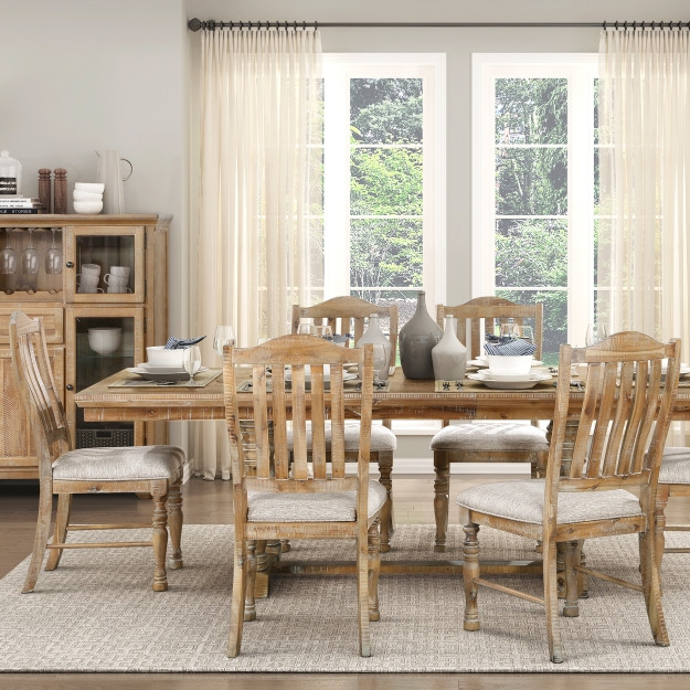 5904NF-90*7 7PC SETS Dining Table + 6 Side Chairs