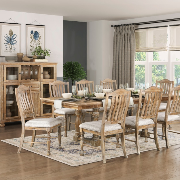 5904NF-90*9 9PC SETS Dining Table + 8 Side Chairs