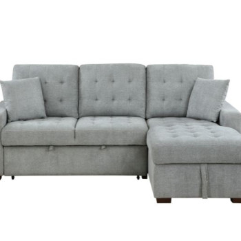 9816GY*SC 2-Piece Sectional with Pull-out Bed and Right Chaise with Hidden Storage