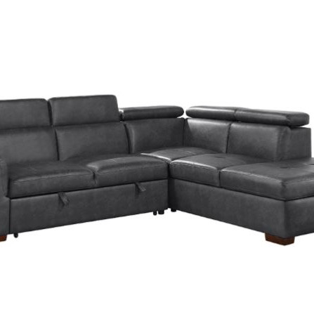 8567GY*SC 2-Piece Sectional with Pull-out Bed and Right Chaise with Hidden Storage, Adjustable Headrests