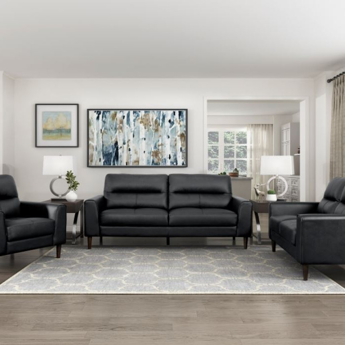 8566BLK*3 3pc Set: Sofa, Love, Chair