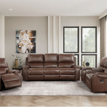 8549BRW*3 3pc Set: Sofa, Love, Chair