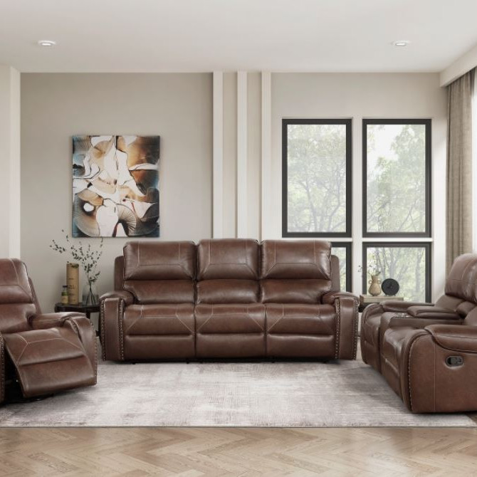 8549BRW*3 3pc Set: Sofa, Love, Chair