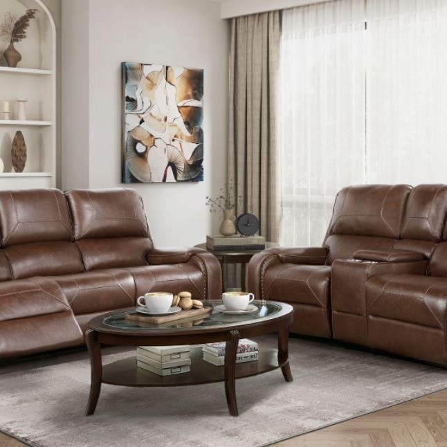 8549BRW*2 2pc Set: Sofa, Love