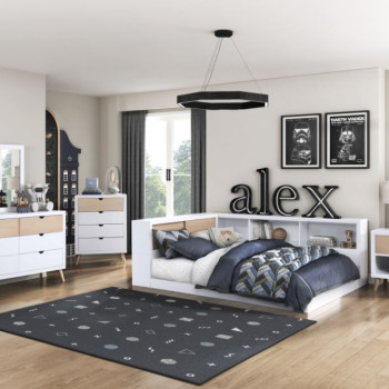 B2012BCF-1BC*4 4PC SETS Full Bookcase Corner Bed