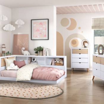 B2012BCT-1BC*4 4PC SETS Twin Bookcase Corner Bed