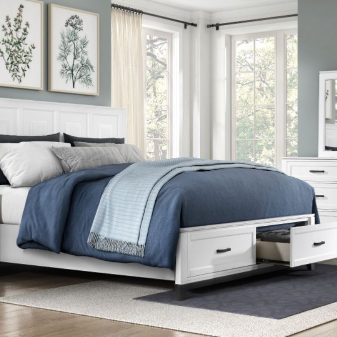 1450WHK-1CK*4 4PC SETS California King Platform Bed with Footboard Storage