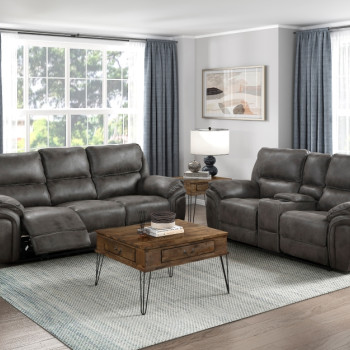 8517GRY*2PW 2pc Set: Sofa, Love (Power)