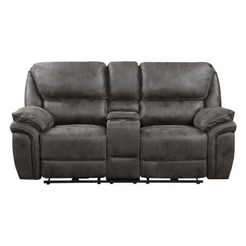 8517GRY-2PW Power Double Reclining Love Seat with Center Console