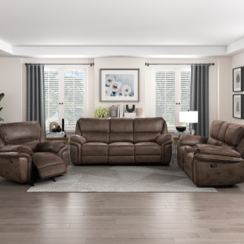 8517BRW*3 3PC SETS Double Reclining Sofa + Love Seat + Chair