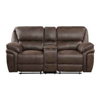 8517BRW-2 Double Reclining Love Seat with Center Console