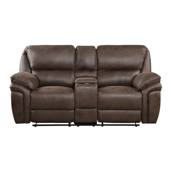 8517BRW-2 Double Reclining Love Seat with Center Console