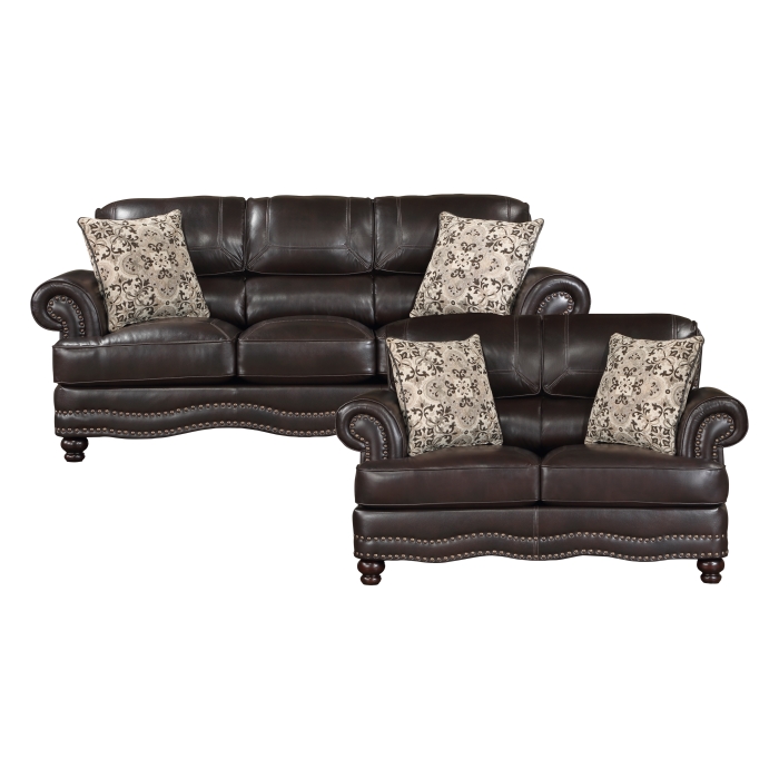 9268BRW*2 2PC SETS Sofa + Love Seat