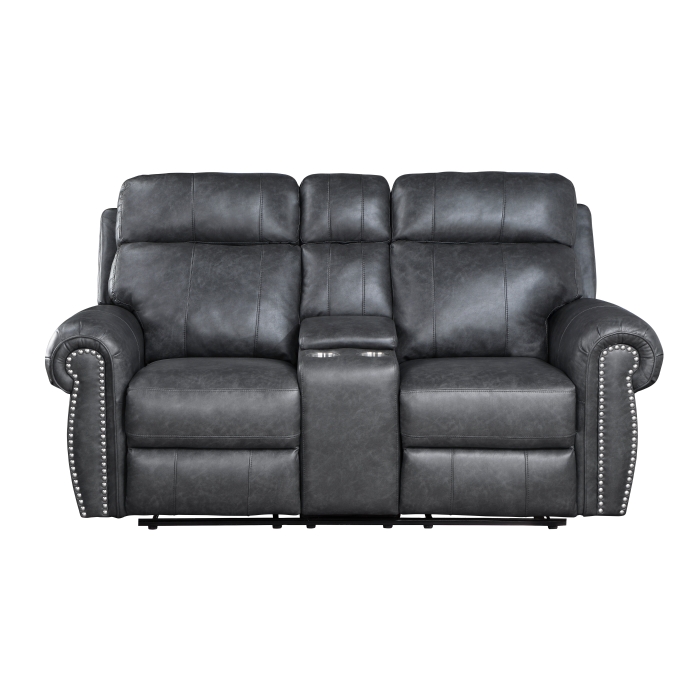 9488GY-2 Double Reclining Love Seat with Center Console