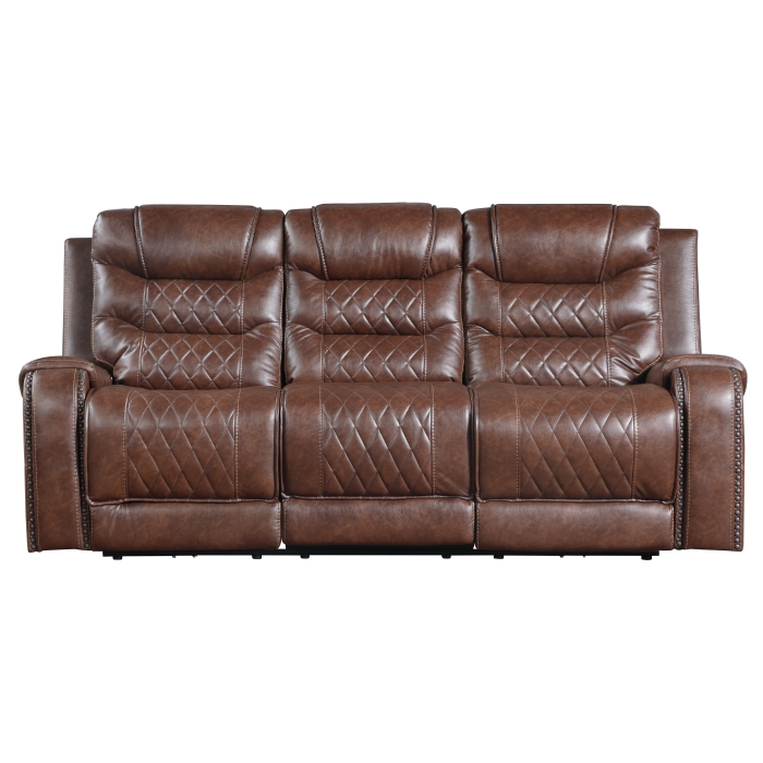 9405BR-3PW Power Double Reclining Sofa with Center Drop-Down Cup Holders, Receptacles and USB Ports