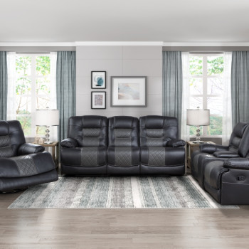 9388GRY*3 3pc Set: Sofa, Love, Chair