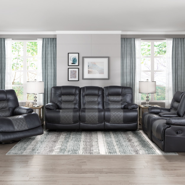 9388GRY*3 3pc Set: Sofa, Love, Chair