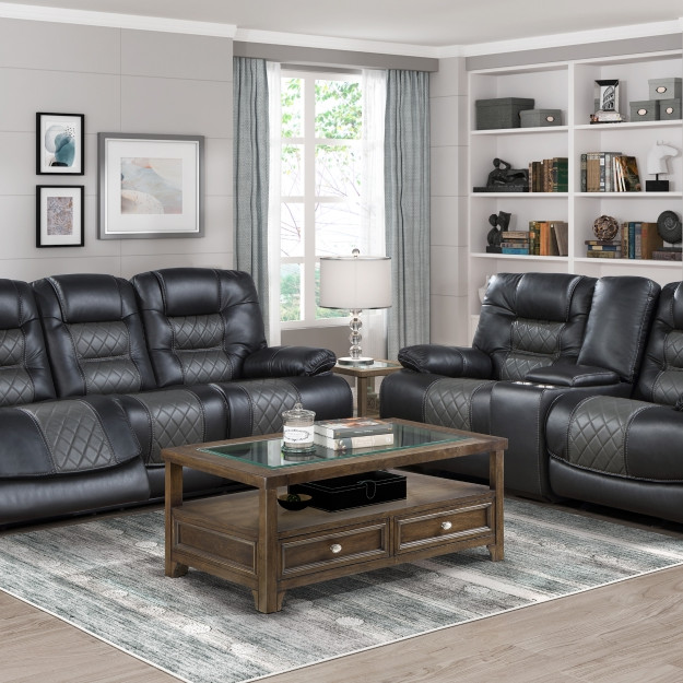 9388GRY*2 2pc Set: Sofa, Love