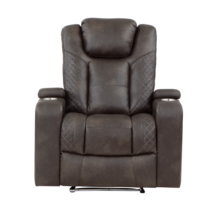 9211BRG-1PWH Power Reclining Chair with Power Headrest and Storage Arms, Cup Holders