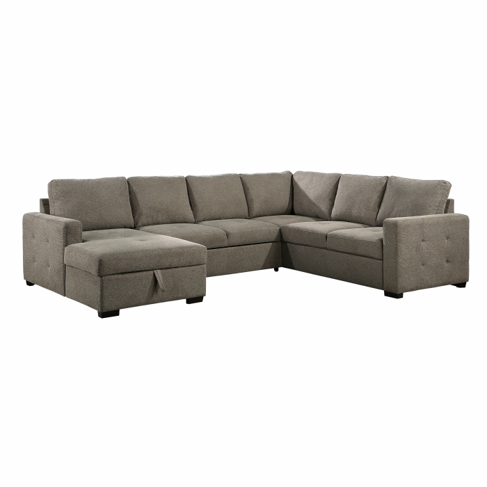 9206BR*3LC3R 3-Piece Sectional with Pull-out Bed and Left Chaise with Hidden Storage