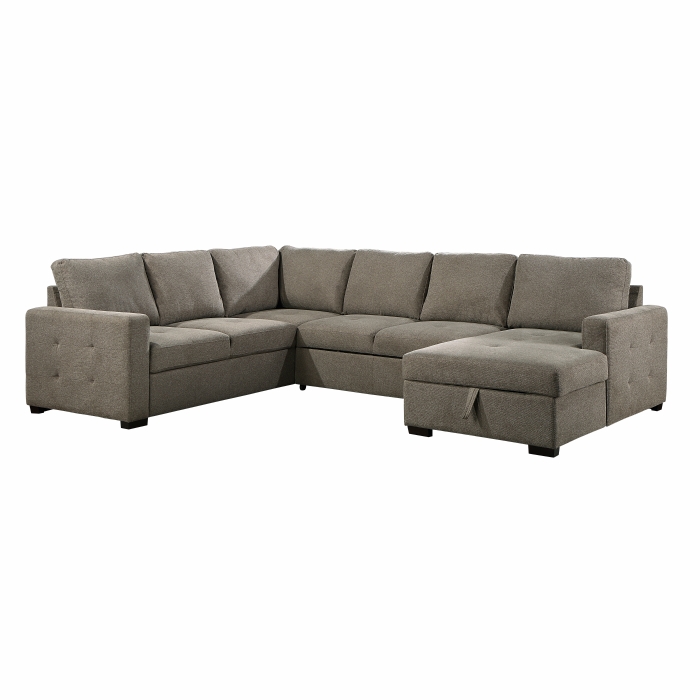 9206BR*33LRC 3-Piece Sectional with Pull-out Bed and Right Chaise with Hidden Storage