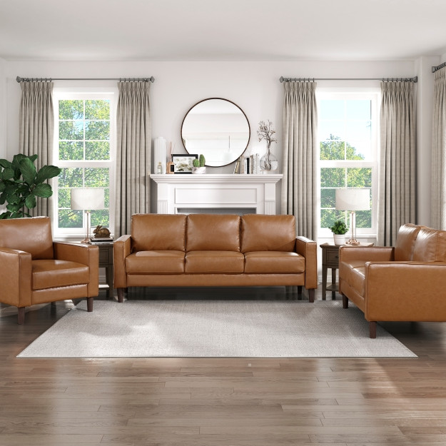9203BRW*3 3pc Set: Sofa, Love, Chair
