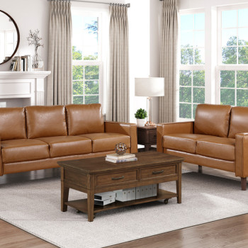 9203BRW*2 2pc Set: Sofa, Love