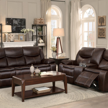 8230BRW*2 2pc Set: Sofa, Love
