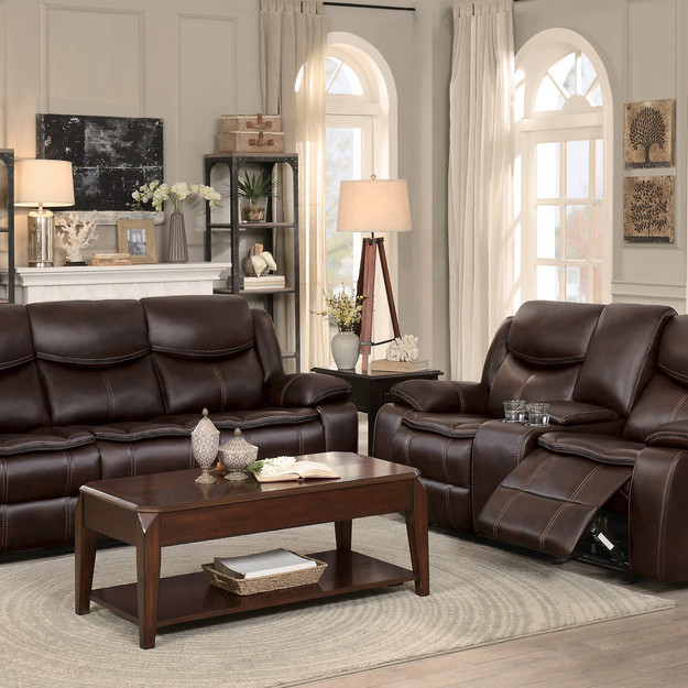 8230BRW*2 2pc Set: Sofa, Love