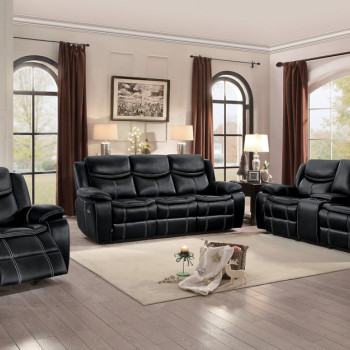 8230BLK*3 3pc Set: Sofa, Love, Chair