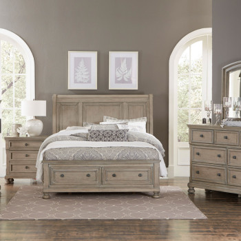 2259KGY-1CK*4 4PC SETS California King Platform Bed with Footboard Storage