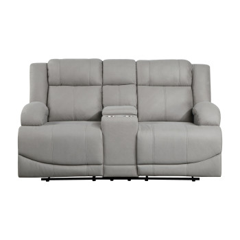 9207GRY-2 Double Reclining Love Seat with Center Console