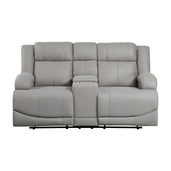 9207GRY-2 Double Reclining Love Seat with Center Console