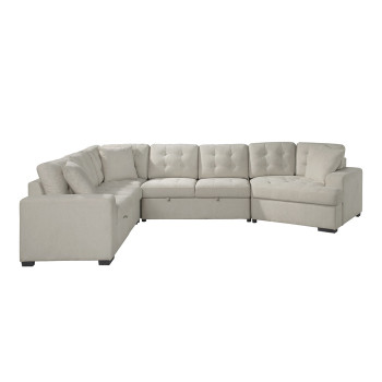 9401BEG*42LRU 4-Piece Sectional with Pull-out Ottoman