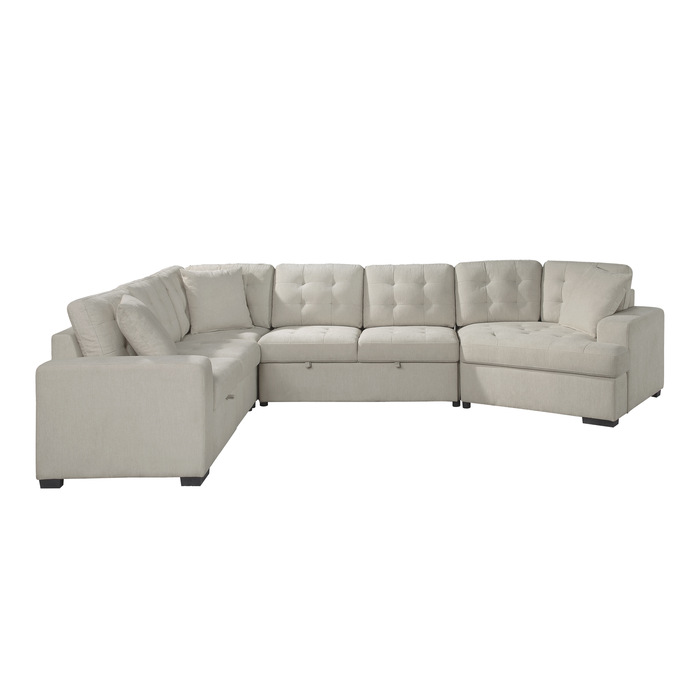 9401BEG*42LRU 4-Piece Sectional with Pull-out Ottoman