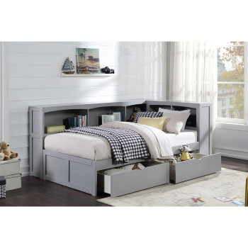 B2063BC-1BCT* Twin Bookcase Corner Bed with Storage Boxes