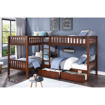 B2013CNDC-1T* Corner Bunk Bed with Storage Boxes