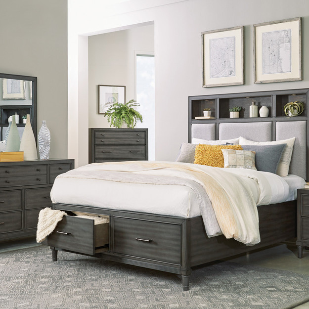 1573-1*4 4PC SETS Queen Platform Bed