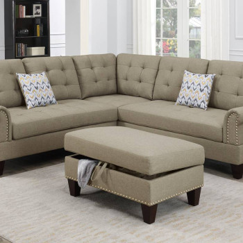 F6476 3-PC SECTIONAL W/2 ACCENT PILLOW (OTTOMAN INCLUDED)