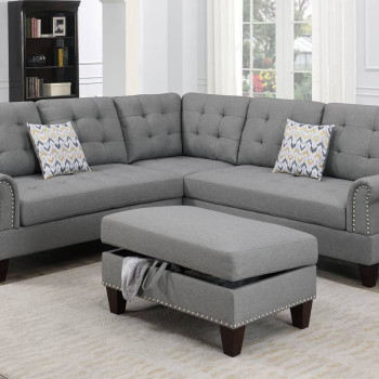 F6475 3-PC SECTIONAL W/2 ACCENT PILLOW (OTTOMAN INCLUDED)