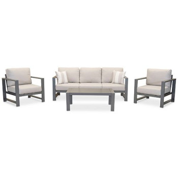 Aruba Grey Aluminum Outdoor 4-Pc. Seating Set with Sunbrella® Cushions