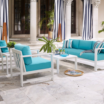 Aruba White Aluminum Outdoor 4-Pc. Seating Set with Sunbrella® Cushions