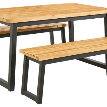 Town Wood Outdoor 3pc Dining Table Set